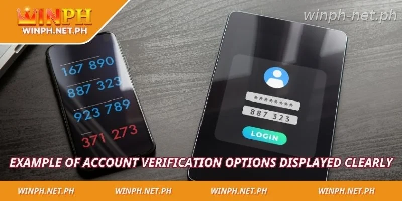 Example of account verification options displayed clearly